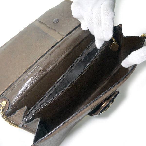 OLD Gucci ピグスキン横長チェーンクラッチバッグ（茶）