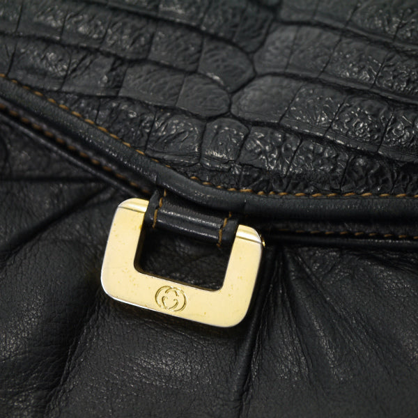 OLD Gucci　クロコフラップ総革ショルダー （黒）