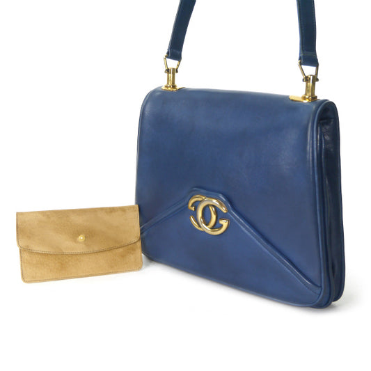 OLD Gucci　激レア!!70sGG金具レザーショルダー（青）