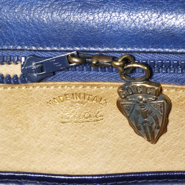 OLD Gucci　激レア!!70sGG金具レザーショルダー（青）