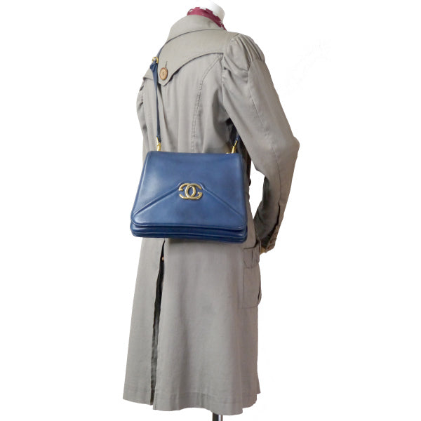 OLD Gucci　激レア!!70sGG金具レザーショルダー（青）