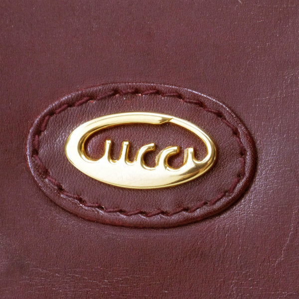 OLD Gucci　70s筆記体ロゴ がま口ミニショルダー（ボルドー）