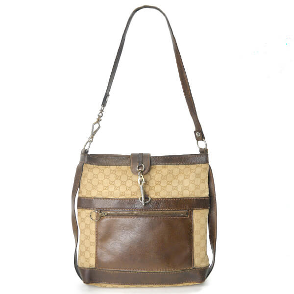 OLD Gucci　70s希少!ジャガードフック金具ショルダー（茶）