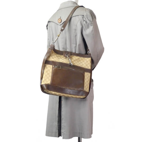 OLD Gucci　70s希少!ジャガードフック金具ショルダー（茶）