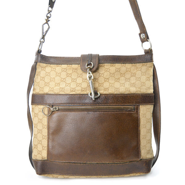OLD Gucci　70s希少!ジャガードフック金具ショルダー（茶）