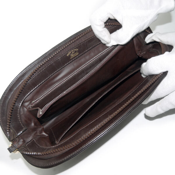 OLD Gucci　総革レアG金具2WAYチェーンバッグ（濃茶）