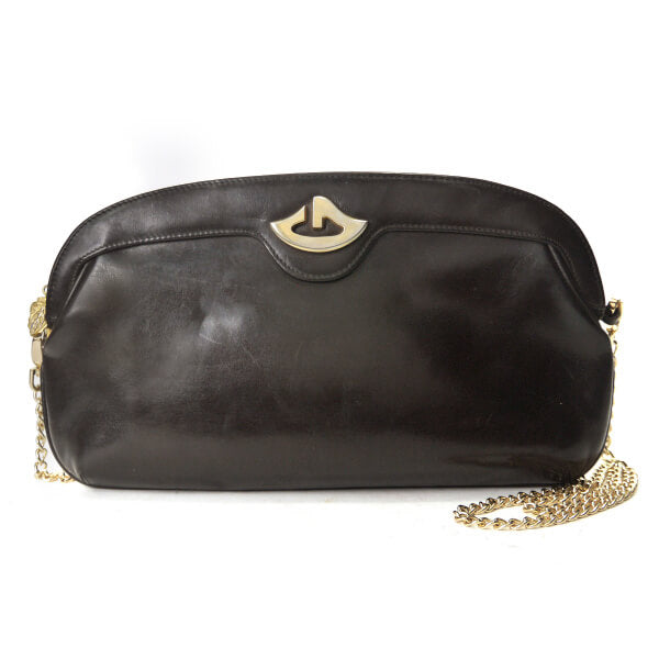 OLD Gucci　総革レアG金具2WAYチェーンバッグ（濃茶）