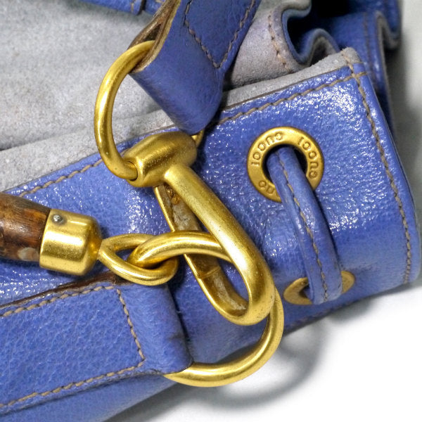 OLD Gucci　スエードバンブー巾着ショルダー（青）