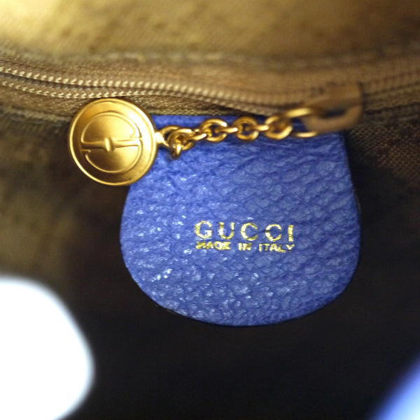 OLD Gucci　スエードバンブー巾着ショルダー（青）