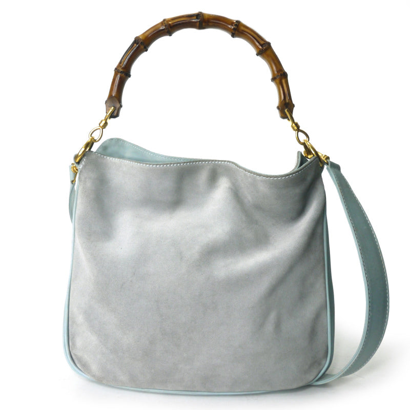OLD Gucci　レア!!ホーボー２Wayスエードバンブーバッグ（水色・中）