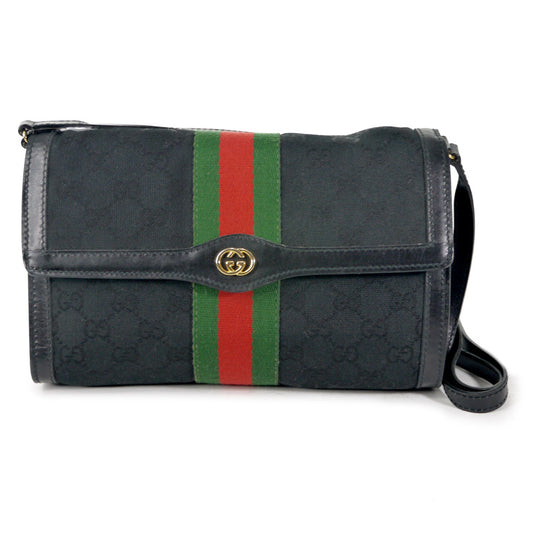 OLD Gucci 縦シェリー キャンバスショルダー(黒/箱付き）