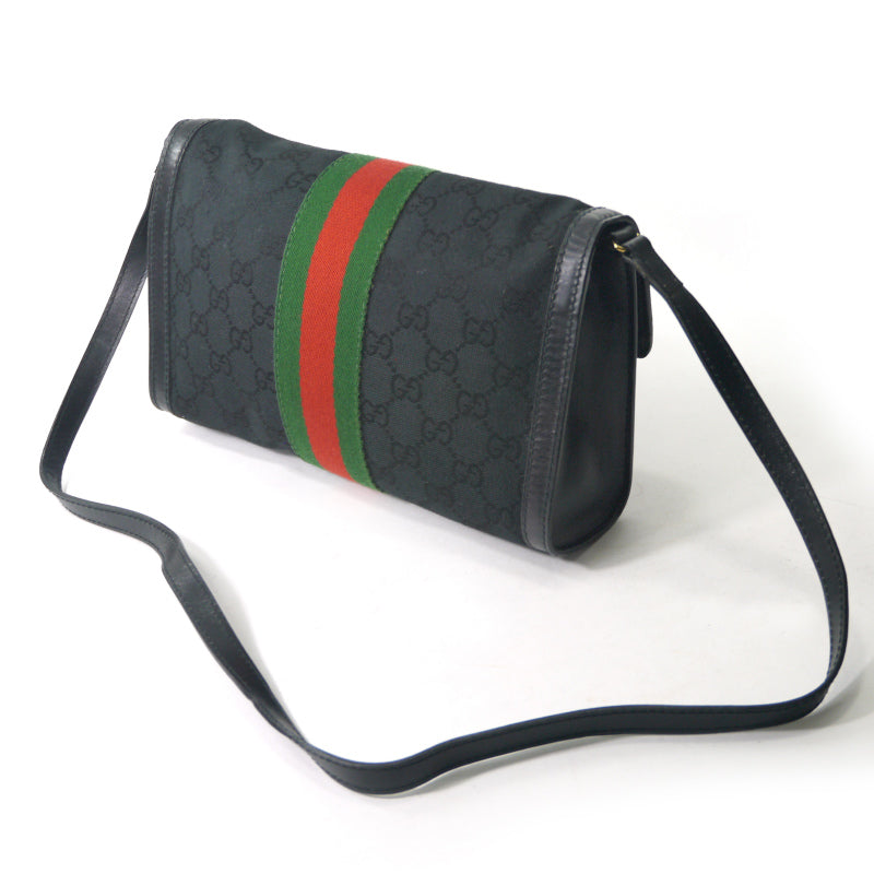 OLD Gucci 縦シェリー キャンバスショルダー(黒/箱付き）