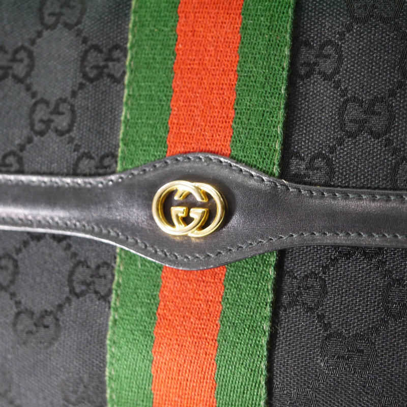 OLD Gucci 縦シェリー キャンバスショルダー(黒/箱付き）
