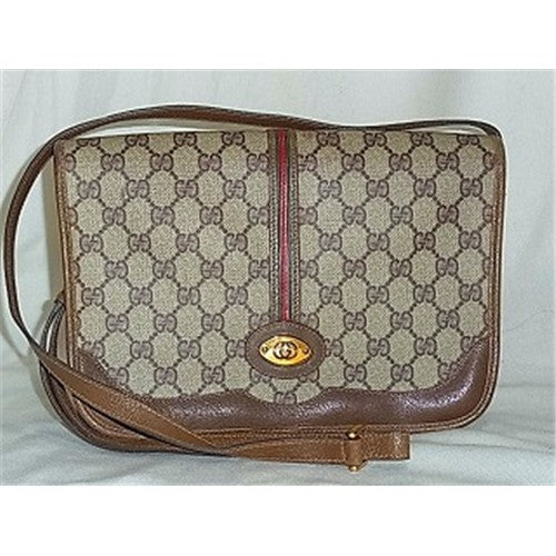 OLD Gucci 縦ストライプ中型ショルダー（茶）