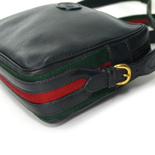 OLD Gucci　型押しレザー シェリーショルダー（黒）