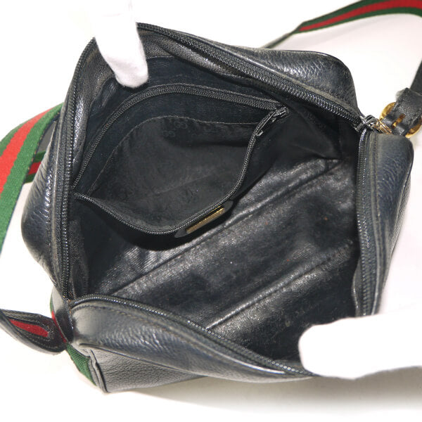 OLD Gucci　型押しレザー シェリーショルダー（黒）