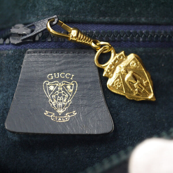 OLD Gucci　70s!筆記体ロゴ チェーンポシェット（青）