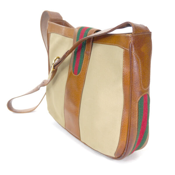 OLD Gucci ＜訳あり＞ブーツマーク金具ショルダー（キャメル）