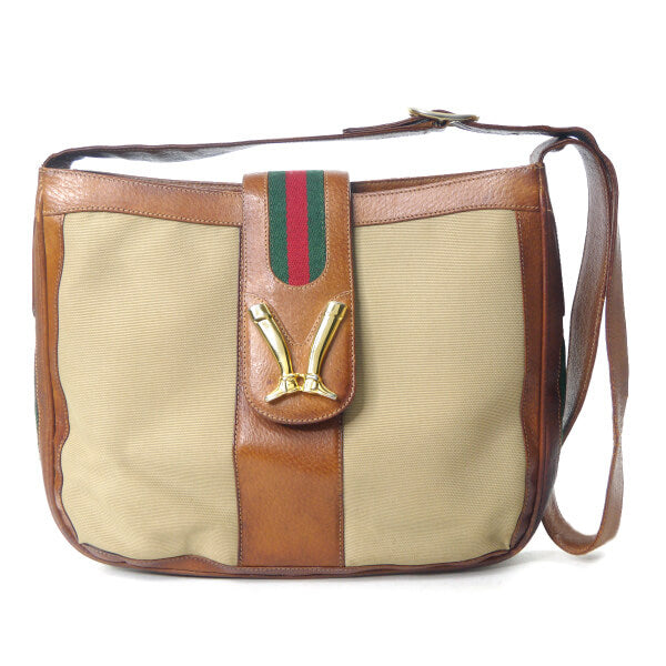 OLD Gucci ＜訳あり＞ブーツマーク金具ショルダー（キャメル）