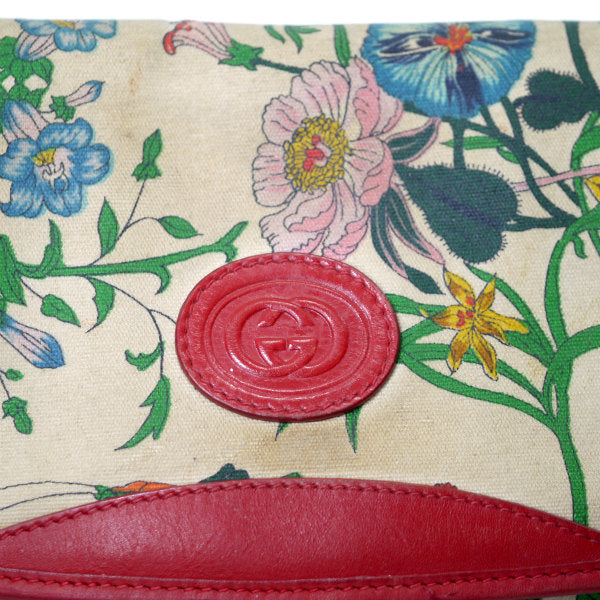 OLD Gucci　＜訳あり＞フローラ柄ショルダーバッグ（赤）