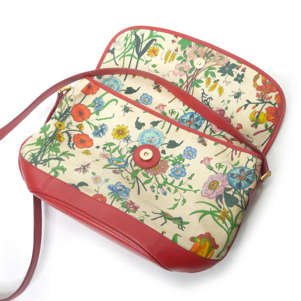 OLD Gucci　＜訳あり＞フローラ柄ショルダーバッグ（赤）