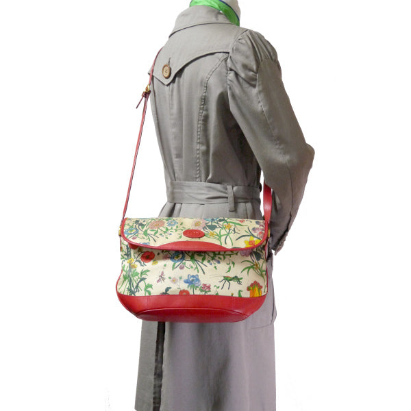 OLD Gucci　＜訳あり＞フローラ柄ショルダーバッグ（赤）