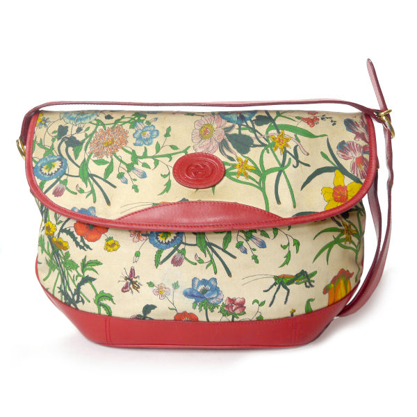 OLD Gucci　＜訳あり＞フローラ柄ショルダーバッグ（赤）