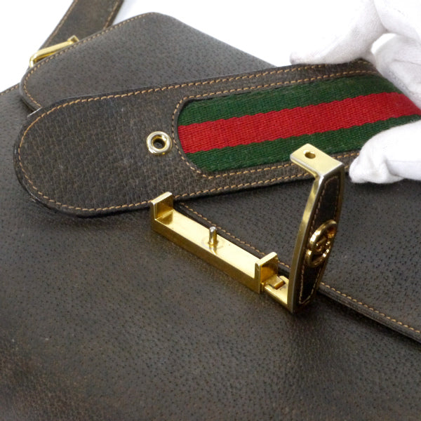 OLD Gucci　ピグスキンレザー シェリーショルダー（茶）