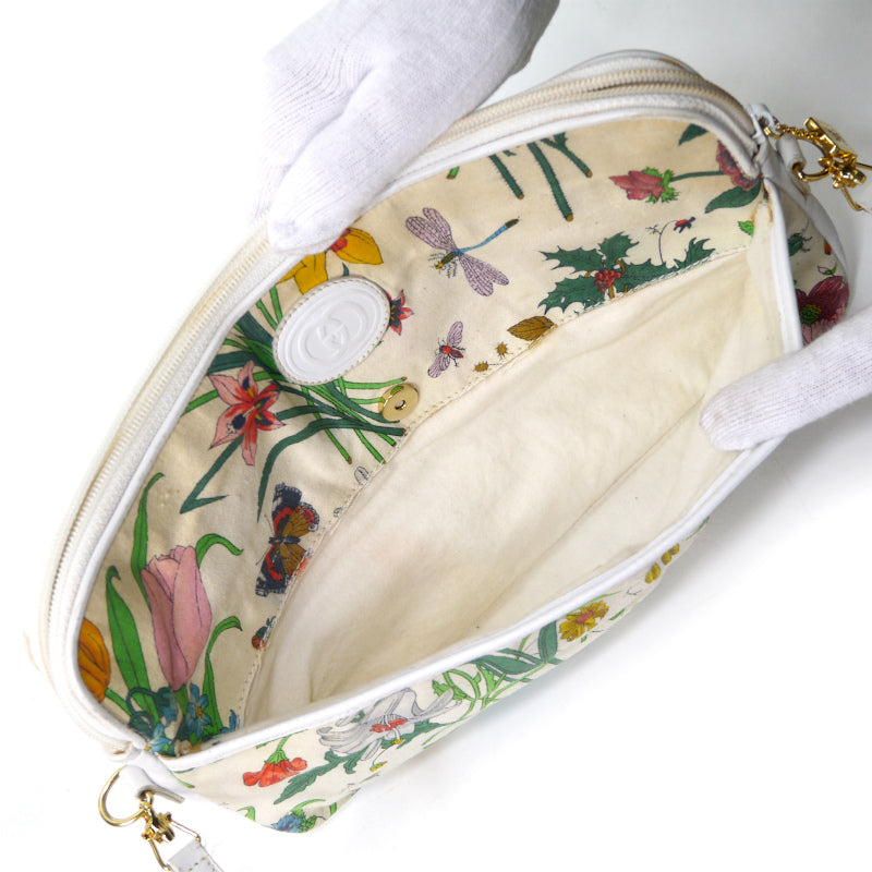 OLD Gucci　フローラ柄 薄型2WAYバッグ（白）