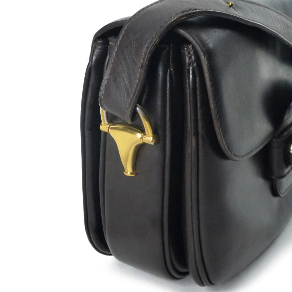 OLD Gucci　総革ビット&GG金具2WAYショルダー（濃茶）