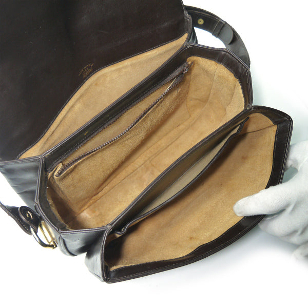 OLD Gucci　総革ビット&GG金具2WAYショルダー（濃茶）