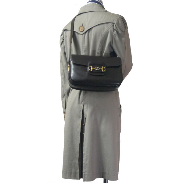 OLD Gucci　総革ビット&GG金具2WAYショルダー（濃茶）