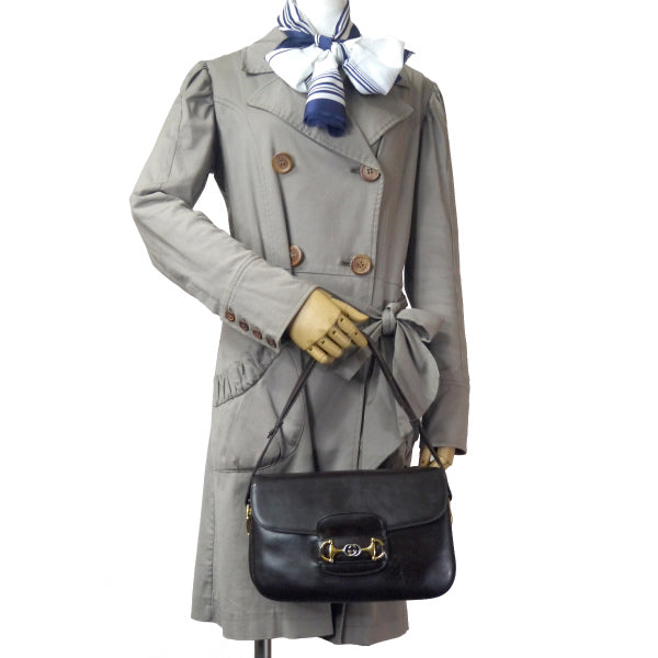 OLD Gucci　総革ビット&GG金具2WAYショルダー（濃茶）