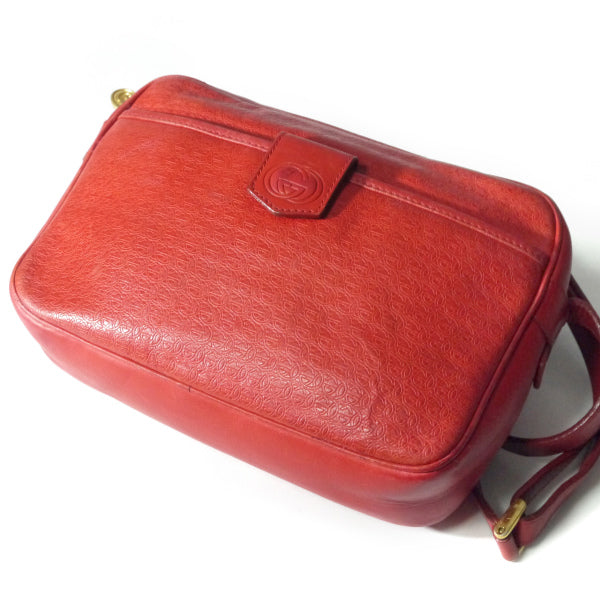 1980s oldgucci オールドグッチ　ショルダーバック OLD Gucci 80s総革GG型押しミニショルダー（赤） – Vintage Shop Rococo