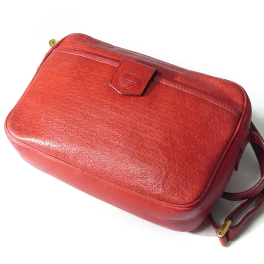 OLD Gucci 80s総革GG型押しミニショルダー（赤）