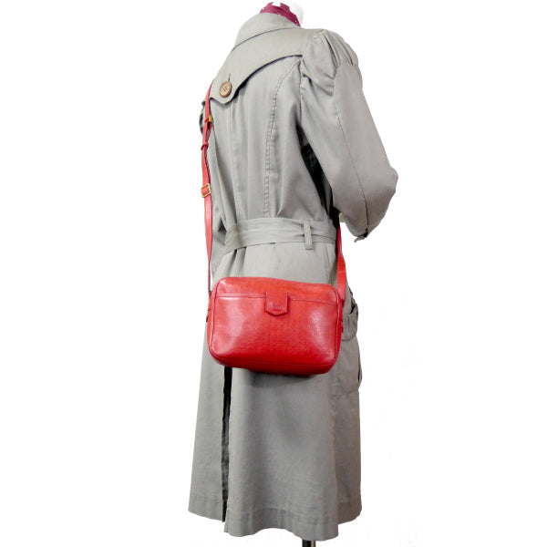 OLD Gucci 80s総革GG型押しミニショルダー（赤）