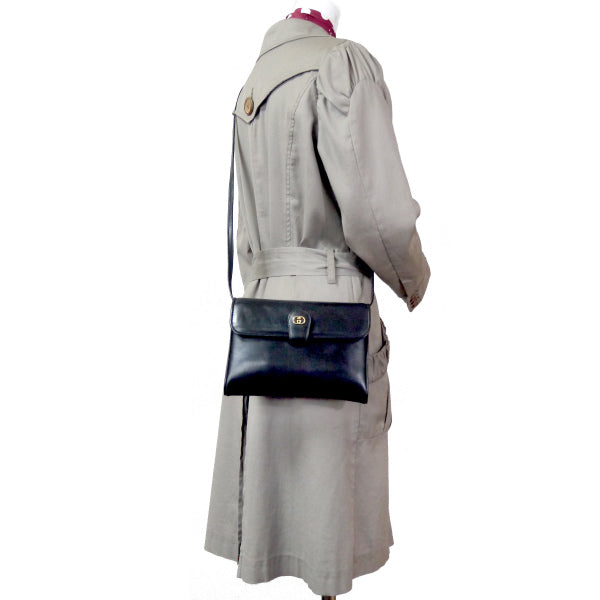 OLD Gucci　総革製2WAYショルダーバッグ（黒）