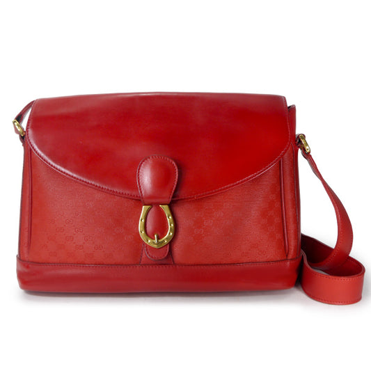 OLD Gucci　ホースシュー金具マイクロGGショルダー（赤）