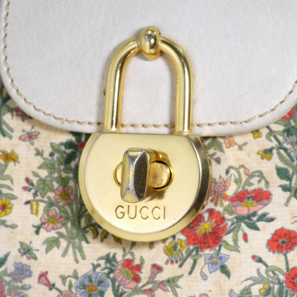OLD Gucci　南京錠ロック フローラミニバッグ（白）