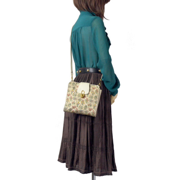 OLD Gucci　南京錠ロック フローラミニバッグ（白）