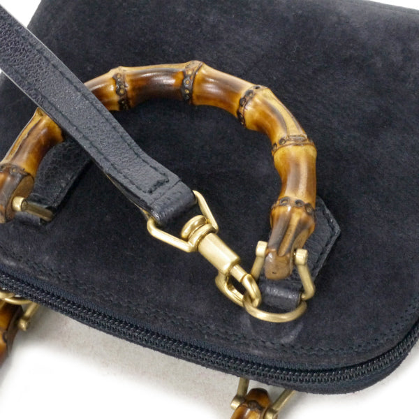 OLD Gucci バンブー×スエード2WAYミニバッグ（濃紺）