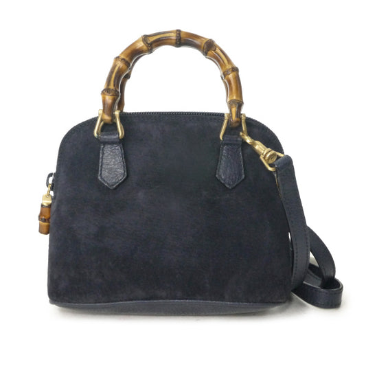 OLD Gucci バンブー×スエード2WAYミニバッグ（濃紺）