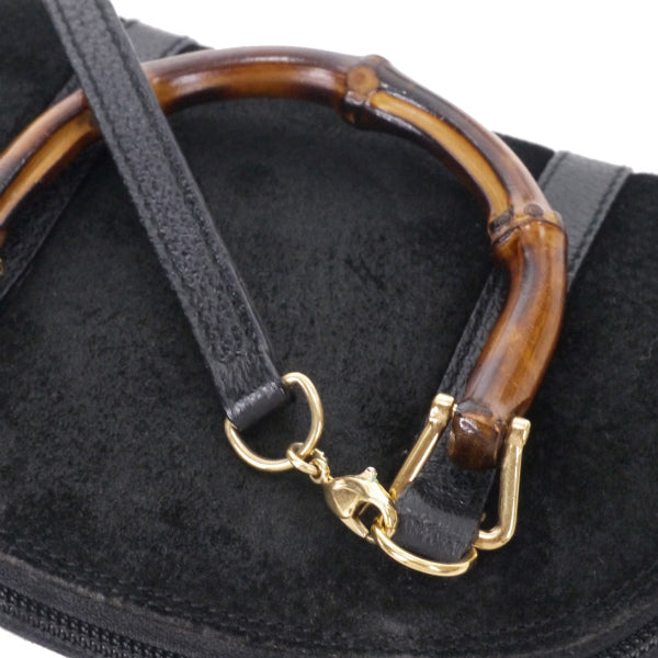 OLD Gucci バンブー×スエード ウォレットショルダー（黒）
