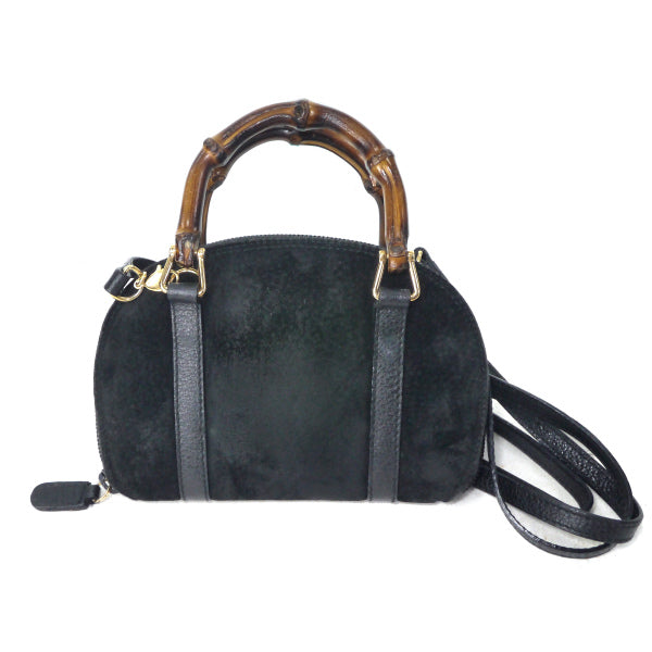 OLD Gucci バンブー×スエード ウォレットショルダー（黒）