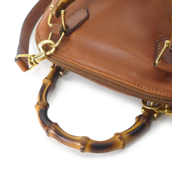 OLD Gucci　バンブー総革2WAYミニバッグ（茶）