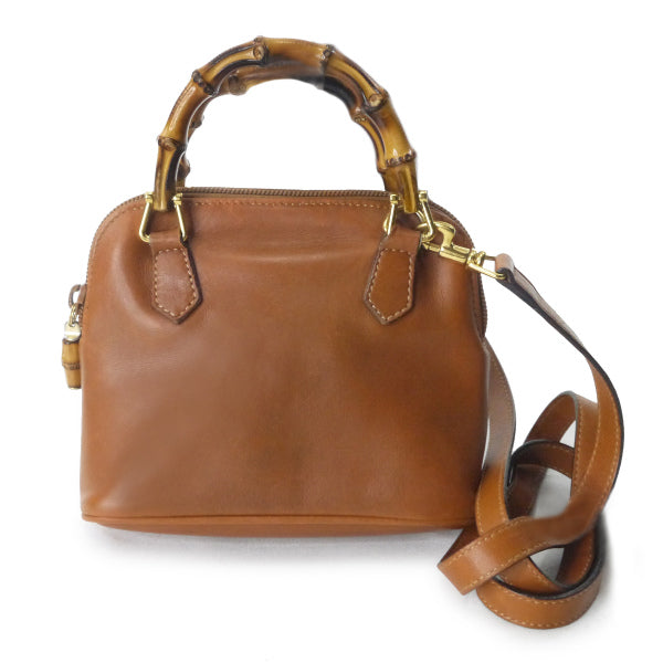 OLD Gucci　バンブー総革2WAYミニバッグ（茶）