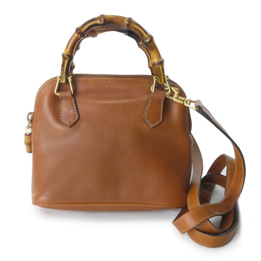 OLD Gucci　バンブー総革2WAYミニバッグ（茶）