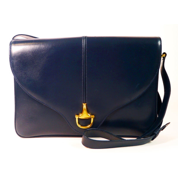 OLD Gucci 　総皮ビット2Awyショルダー（濃紺）