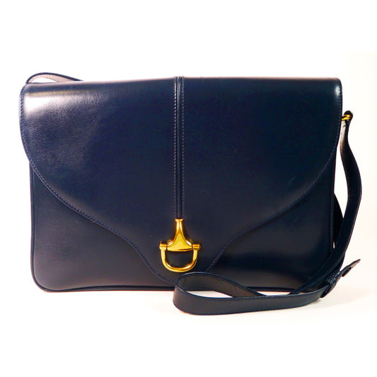 OLD Gucci 　総皮ビット2Awyショルダー（濃紺）