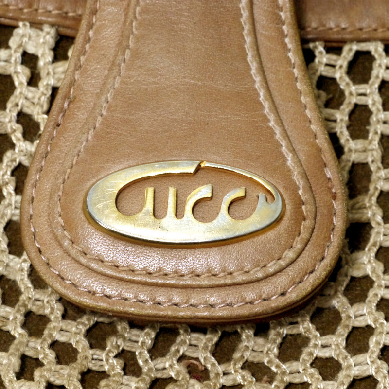 OLD Gucci　激レア!!筆記体ロゴ メッシュポケットスエードショルダー（茶）